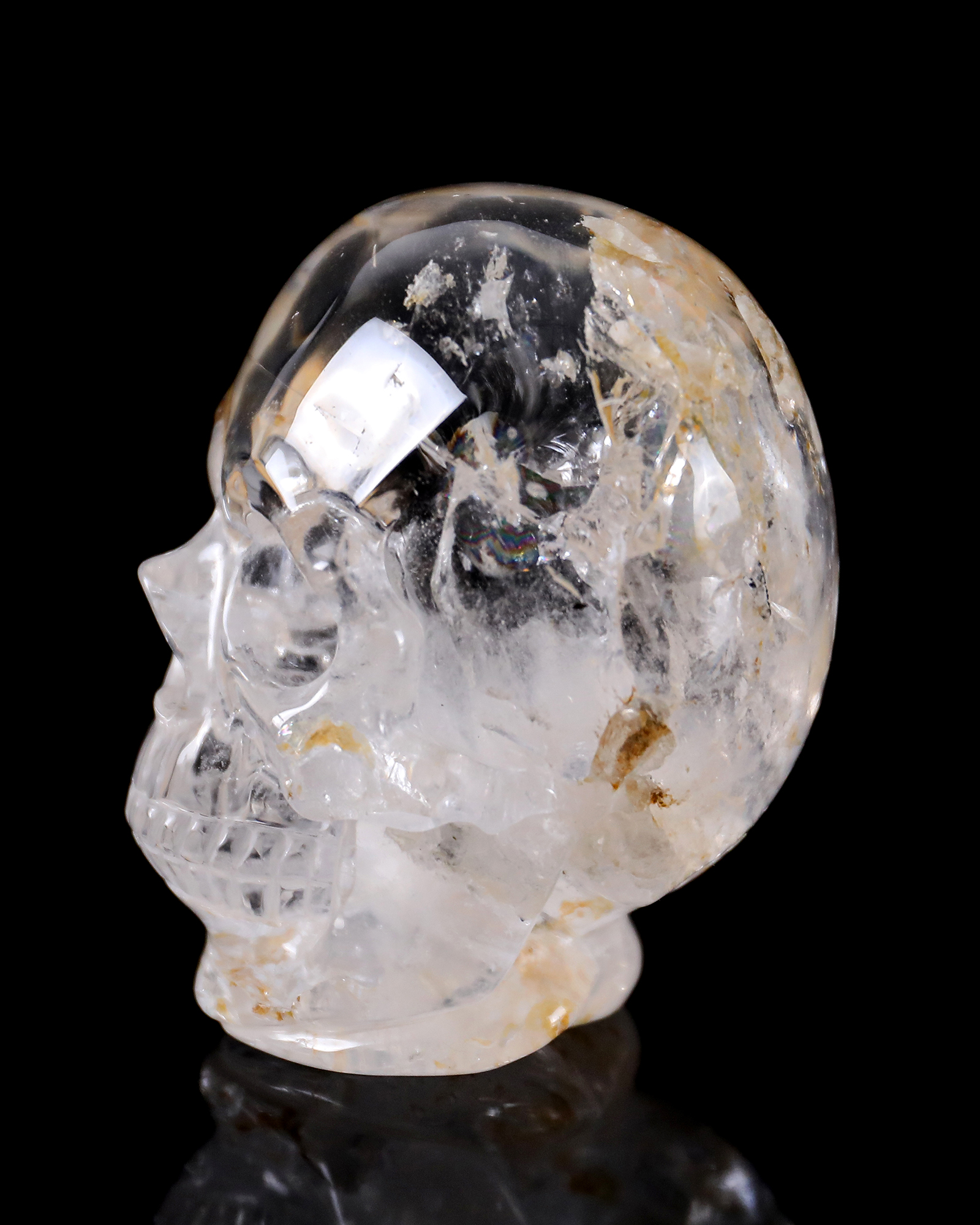 Hand-Carved Clear Quartz Skull-Ultra-Transparent Color & Artisanal Crystal Craft