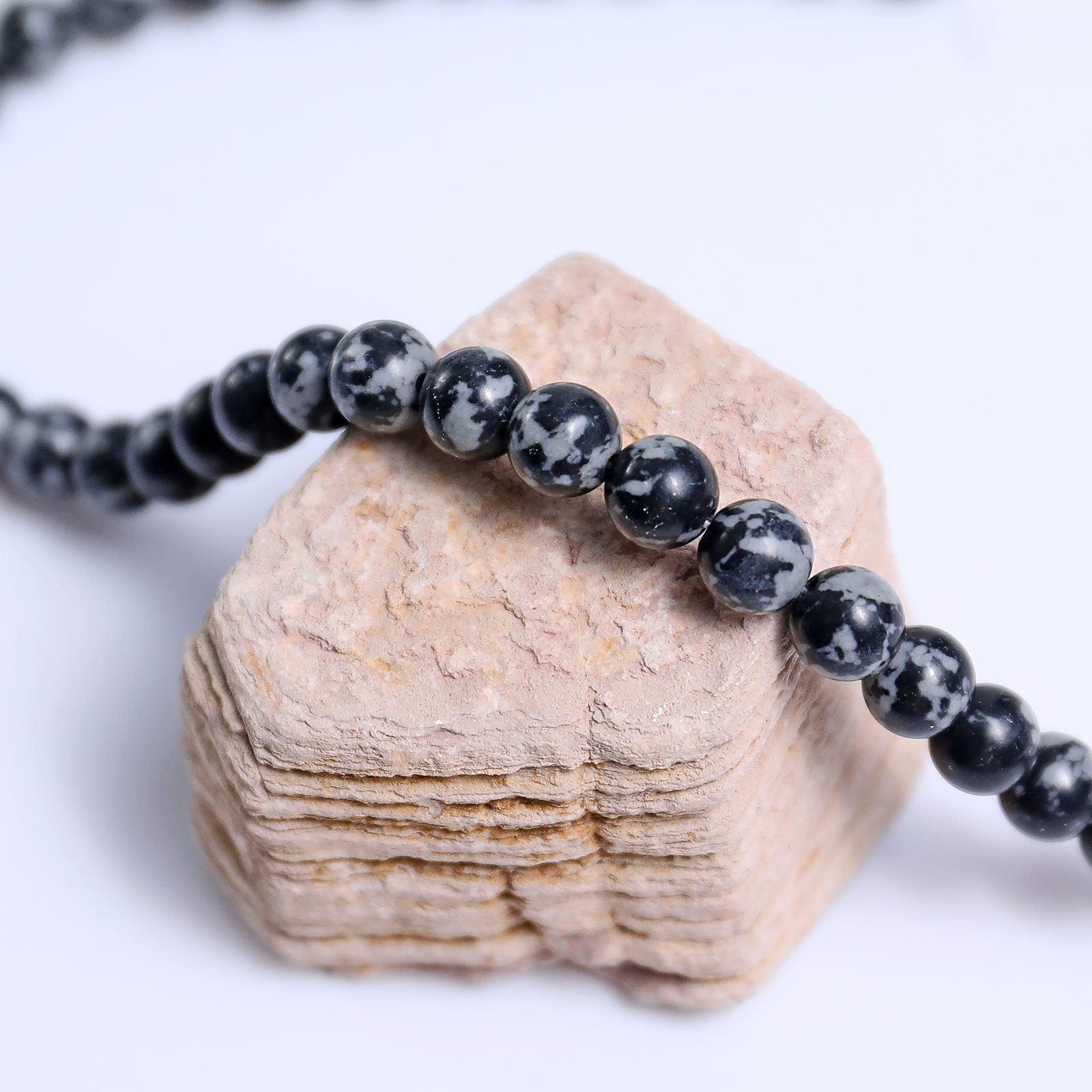 Natural Snow Flake Agate Crystal Bead Bracelet,Healing Energy Bracelet