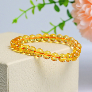 Natural Citrine Crystal Bead Bracelet,Healing Energy Bracelet