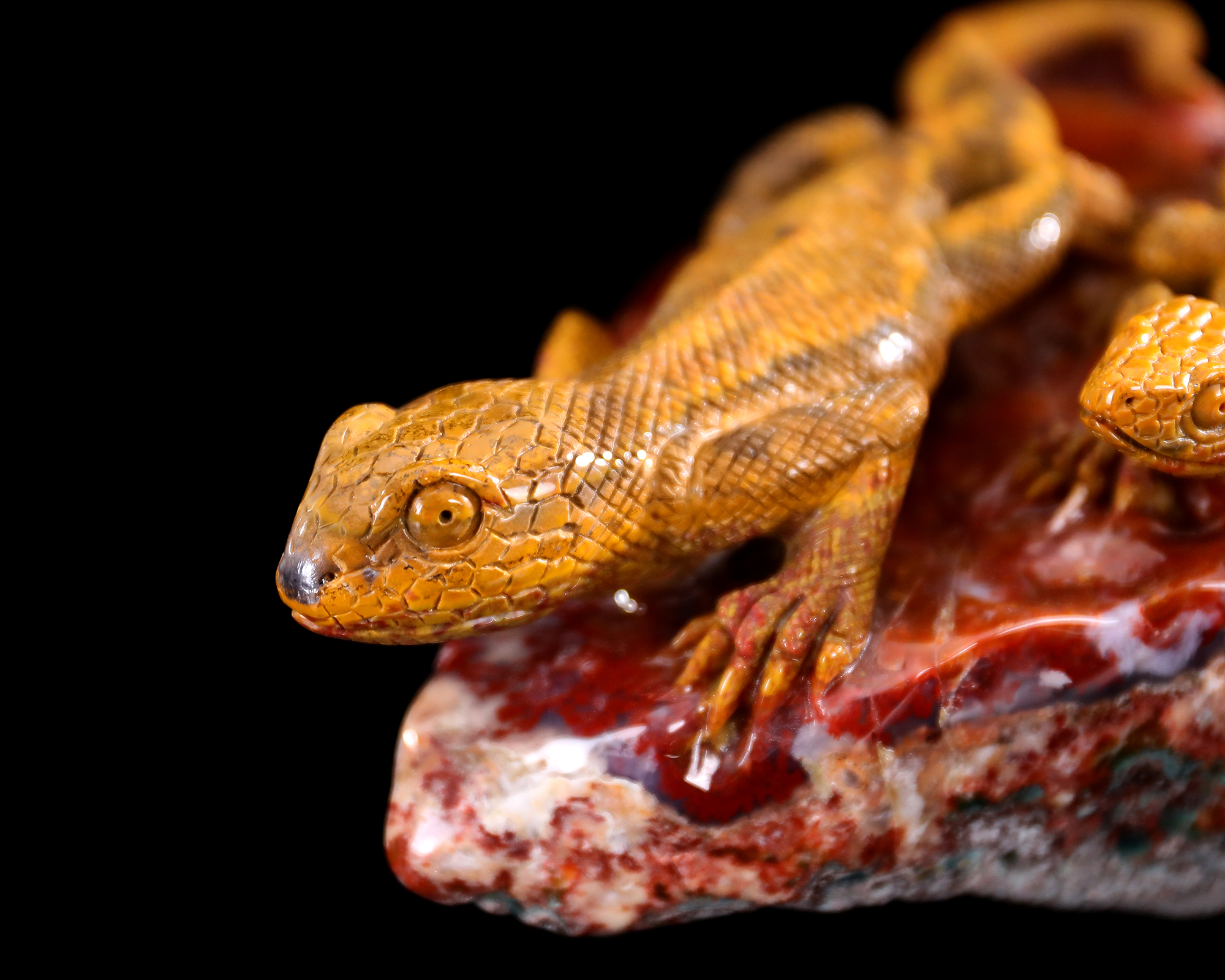 9 Inch Handcrafted Moroccan Red Agate Lizard – Artisanal Carved Symbolic Reptile Decor 