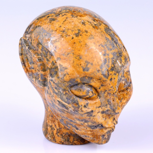 2.9" Leopard Skin Jasper Crystal Elf Alien – Hand Carved Gemstone Fine Art Sculpture for Healing