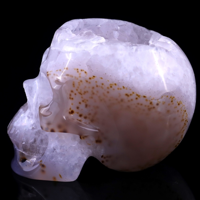 3.4" Geode Agate Hand Carved Crystal Geode Skull Sculpture