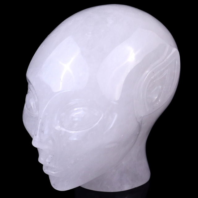 3.9" Angolan Quartz Rock Elf Alien Skull – Hand Carved Natural Crystal Healing Sculpture