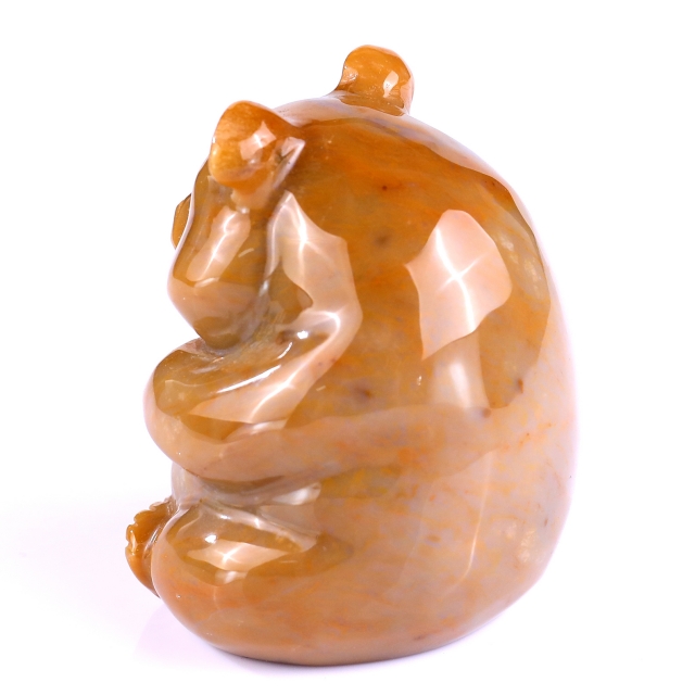 2.8" Chalcedony Hand Carved Crystal Panda Sculpture