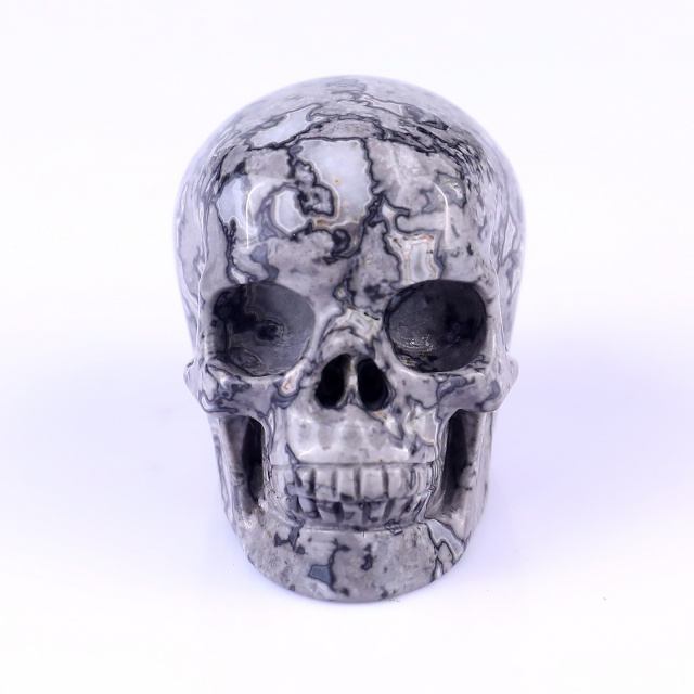 2.2" Map Jasper Hand Carved Crystal Realistic Skull Sculpture