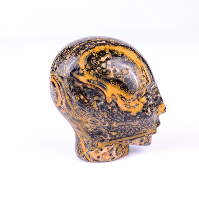 3.0" Leopard Skin Jasper Crystal Elf Alien – Hand Carved Gemstone Fine Art Sculpture for Healing