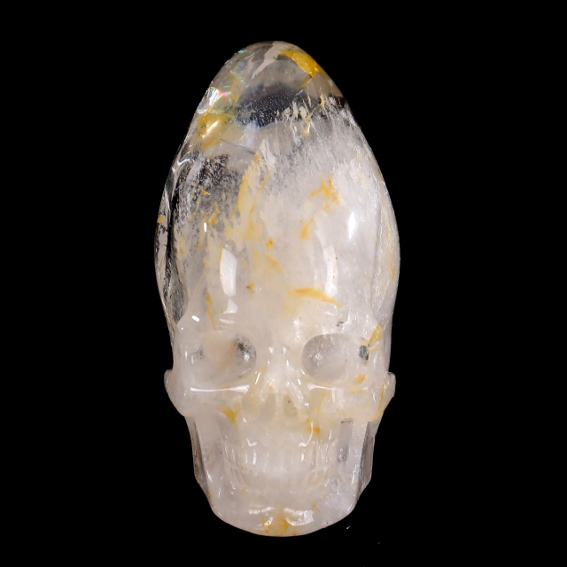 5-inch Hand Carved Ghost Clear Quartz Skull - Spiritual Symbolism Gemstone Sculpture for Collection & Décor