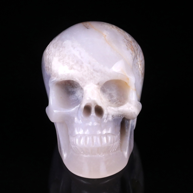 3.0" Natural Agate Hand Carved Crystal Realistic Skull Sculpture