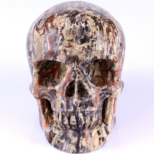 4.4" Coin Agate Hand Carved Crystal Realistic Skull Sculpture