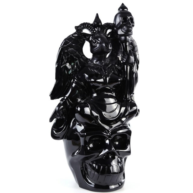 Massive 15.3" Black Obsidian Crystal Skull – Hand Carved Realistic King Sculpture