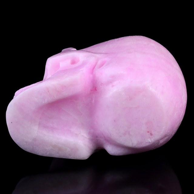 8.3" Pink Aragonite Hand Carved Crystal Realistic Skull Sculpture