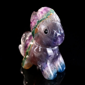 Fluorite Cartoon Pony Carving - Glowing Gemstone Figurine for Kids Room Decor & Crystal Collection