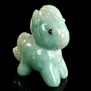 Natural Green Aventurine Cartoon Pony Carving - Handcrafted Cute Gemstone Sculpture for Home Decor & Gift