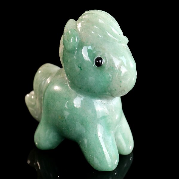 Natural Green Aventurine Cartoon Pony Carving - Handcrafted Cute Gemstone Sculpture for Home Decor & Gift