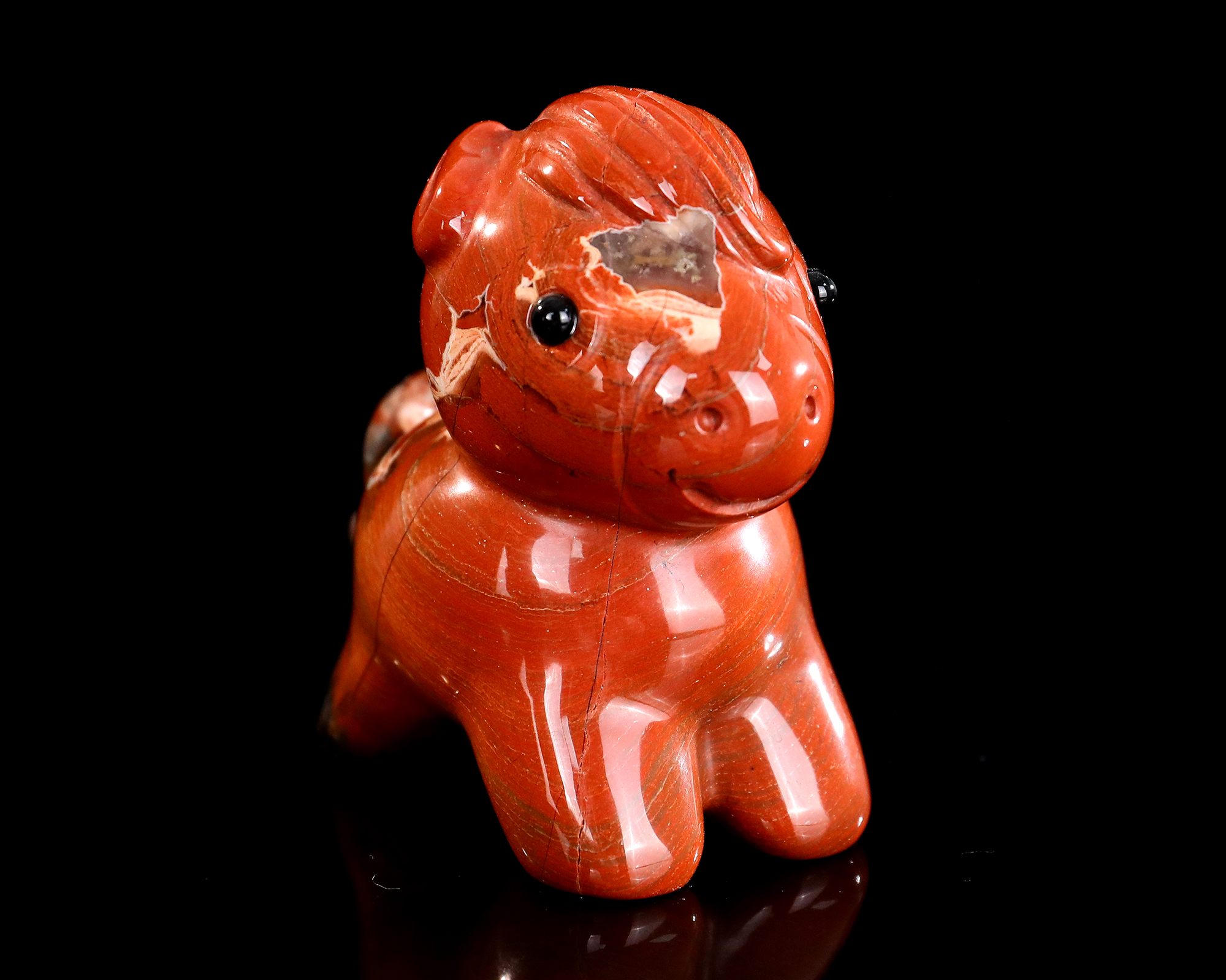 Red Jasper Cartoon Pony Sculpture - Unique Cute Crystal Animal Decor for Kids Room & Spiritual Use