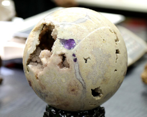 Handmade Amethyst Cherry Blossom Sphere - Healing Crystal for Calming Energy
