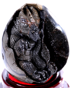 Natural Dragon Septarian Stone Dinosaur Carving Handmade Crystal Decor Figurine