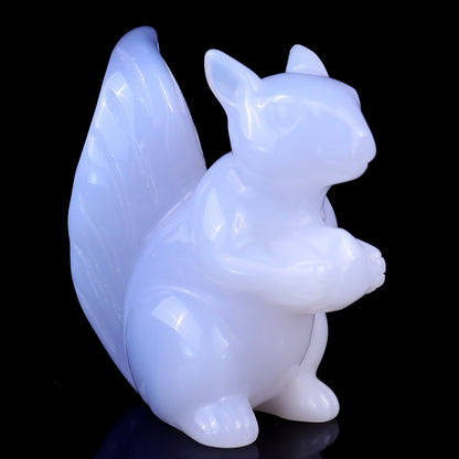 2.9" Blue Chalcedony Hand Carved Crystal Squirrel Sculpture