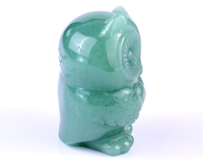 2.0" Green Aventurine Hand Carved Crystal Owl Sculpture