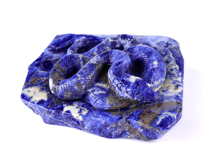 5.9" Sodalite Hand Carved Crystal Snake Sculpture