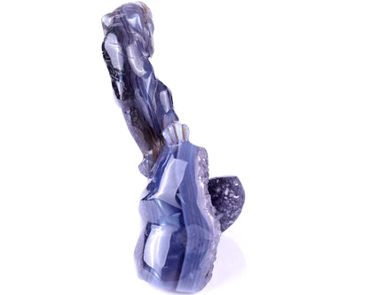 5.8" Geode Agate Hand Carved Crystal Tiger Sculpture