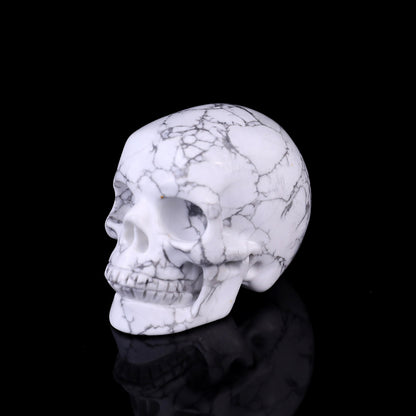 2.2" Howlite Hand Carved Crystal Realistic Skull Sculpture