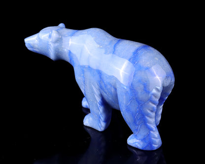 6.1" Sodalite Hand Carved Crystal Polar Bear Sculpture