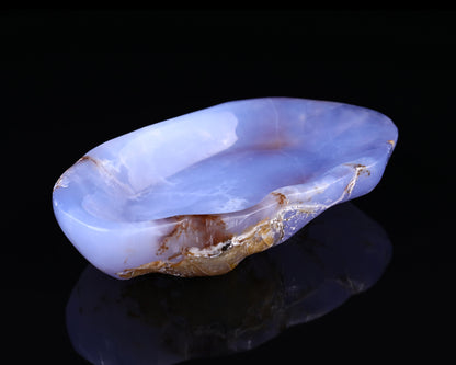 7.1" Blue Chalcedony Hand Carved Crystal Ashtray Fruit Tray