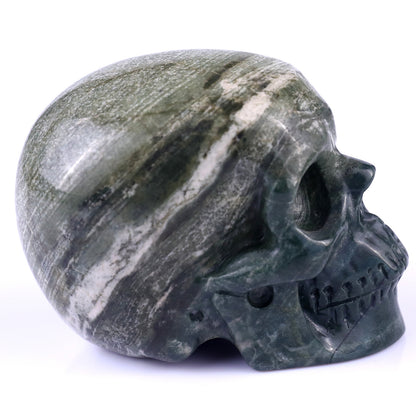 3.0" Jiulong Jade Hand Carved Crystal Realistic Skull Sculpture