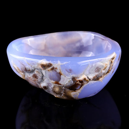 3.4" Blue Chalcedony Hand Carved Crystal Bowl