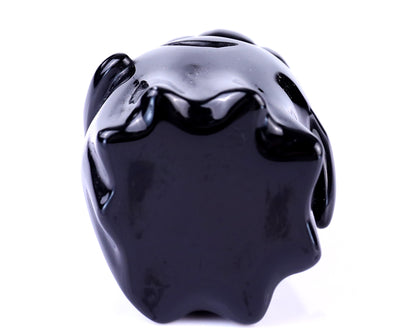 Cute 3.0" Black Obsidian Hand Carved Crystal Pumpkin Ghost Sculpture,Halloween Gift