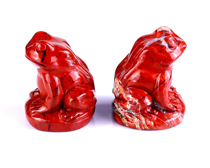 Natural Red Jasper Hand Carved Crystal Frog Sculpture
