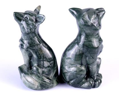 Natural Jiulong Jade Hand Carved Crystal Fox Sculpture