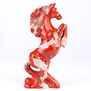 7.9" Red Jasper Hand Carved Crystal Horse Sculpture