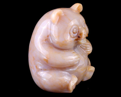 2.9" Chalcedony Hand Carved Crystal Panda Sculpture