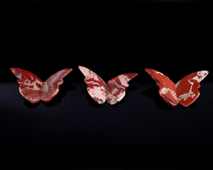 Natural Red Jasper Hand Carved Crystal Butterfly Set (4pcs)