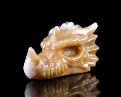 2.5" Chalcedony Hand Carved Crystal Dragon Skull Sculpture