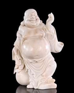 8.5" White Jade Hand Carved Crystal Buddha Sculpture