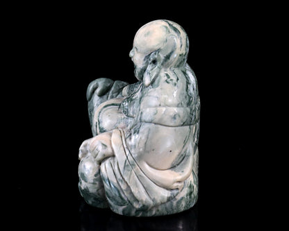 3.0" Jiulong Jade Hand Carved Crystal Buddha Sculpture