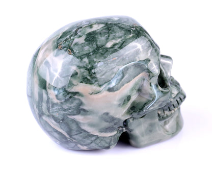 2.9" Jiulong Jade Hand Carved Crystal Realistic Skull Sculpture