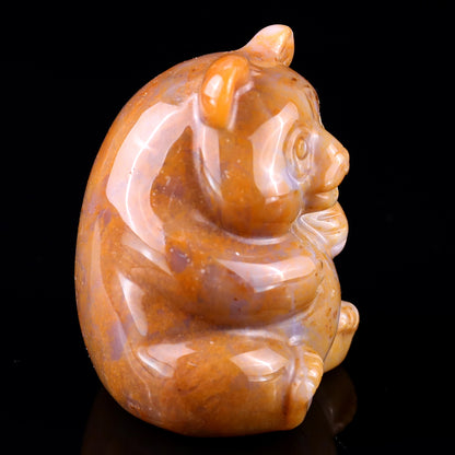 1.9" Chalcedony Hand Carved Crystal Panda Sculpture