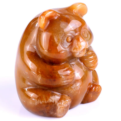 1.9" Chalcedony Hand Carved Crystal Panda Sculpture
