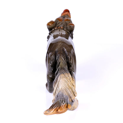 13.8" Colorful Jasper Hand Carved Crystal Wolf Sculpture