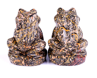 Natural Red Leopard Skin Jasper Hand Carved Crystal Frog Sculpture