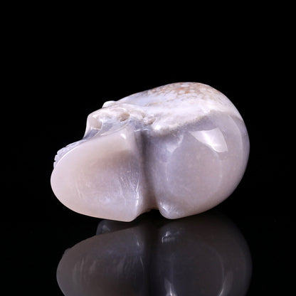 3.0" Agate Hand Carved Crystal Realistic Skull Sculpture