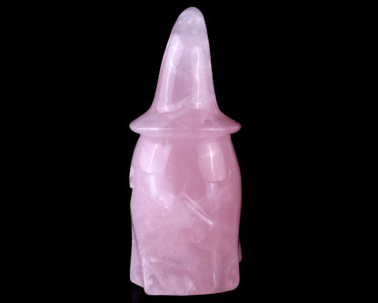 3.6” Natural Rose Quartz Hand Carved Crystal Wizard Ghost Sculpture, Halloween Gift