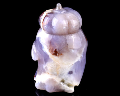 3.0” Natural Chalcedony Hand Carved Crystal Pumpkin Ghost Sculpture, Halloween Gift