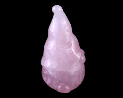2.8” Natural Rose Quartz Hand Carved Crystal Bearded Ghost Sculpture, Halloween Gift