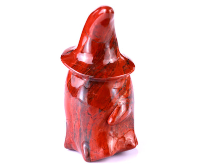 3.6” Natural Red Jasper Hand Carved Crystal Wizard Ghost Sculpture, Halloween Gift