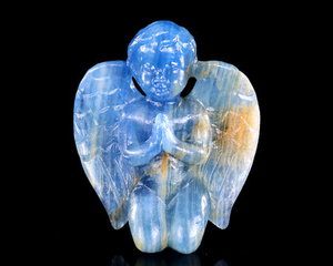 2.9" Blue Onyx Hand Carved Crystal Angel Sculpture